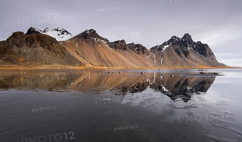 Vestrahorn mountain in Stokksnes near the village of Hofn in southeast Iceland early in the morning