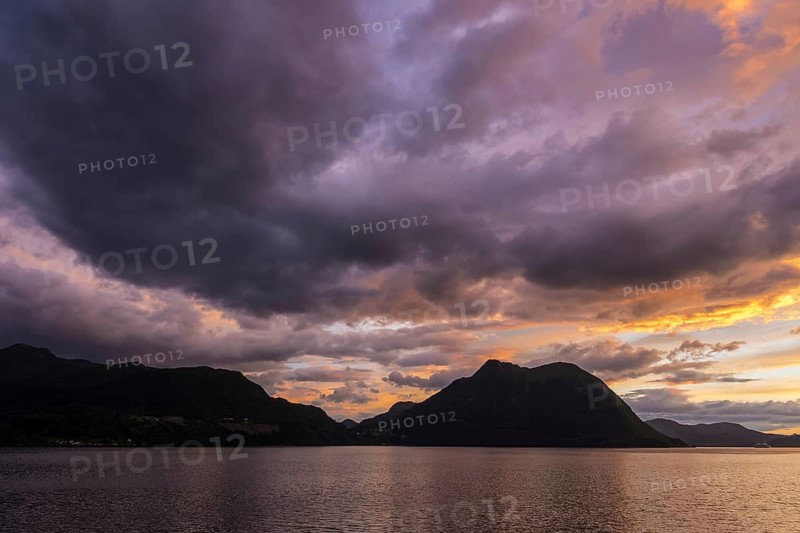 View of the Storfjord in Norway in the evening