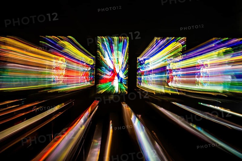 Colourful stained glass windows, zoom effect, Graz, Styria, Austria, Europe