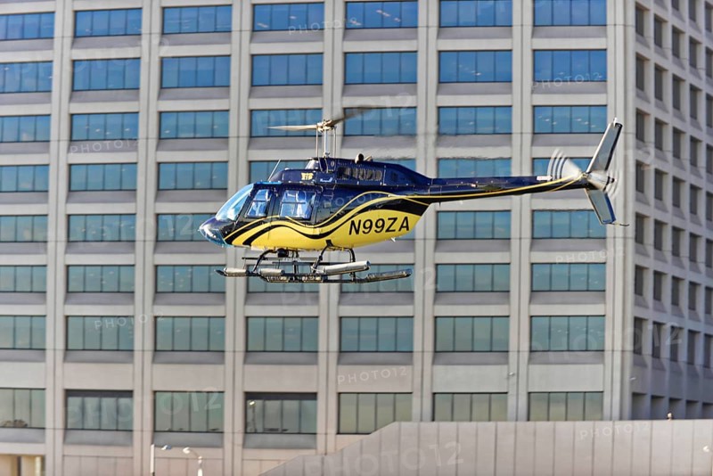 Manhattan, Brooklyn, New York City, New York, USA, North America, Helicopter flies close to modern building facade, North America