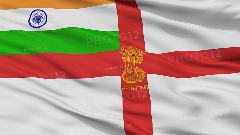 Naval Ensign Of India Flag, Closeup View