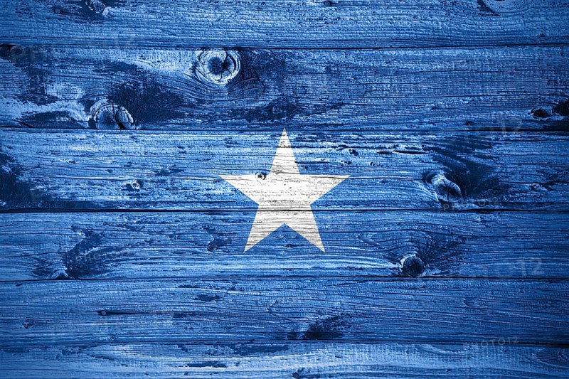 Somalia flag on wooden planks background wood flag