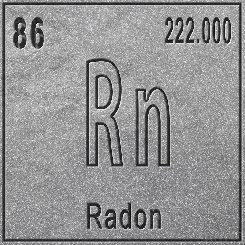 Radon chemical element, Sign with atomic number and atomic weight, Periodic Table Element, silver background