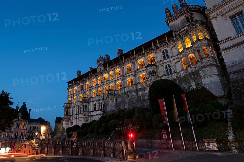 Nightfall in the castle of Blois, Loire valley, France, Europe