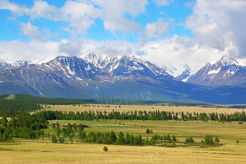 Kuray Valley landscape in the Altai Mountains, Siberia, Russia, Europe