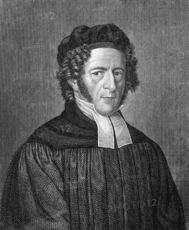 Moritz Ferdinand Schmaltz (1785-1860) on engraving from 1859. German Lutheran theologian. Engraved by E. Fleischmann and published in Meyers Konversations-Lexikon, Germany, 1859, Europe