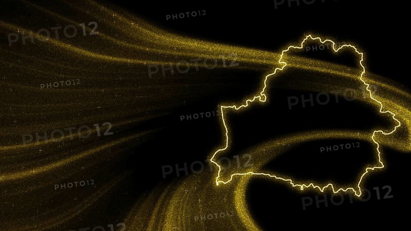 Map of Belarus, Gold glitter map on dark background