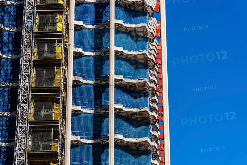 Structural works in skyscraper under renovation