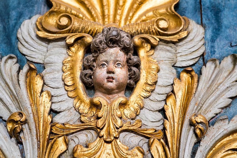 Angel in the abbey church, St. Stephanus and St. Vitus, Abbey Castle Corvey, Hoexter, North Rhine Westphalia, Germany, Europe