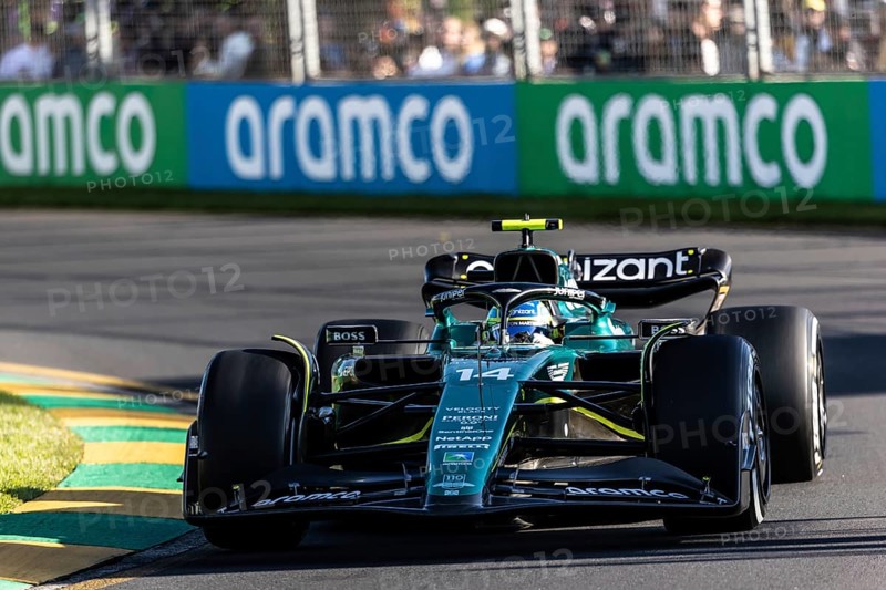 MELBOURNE, AUSTRALIA, APRIL 2: Fernando Alonso of Spain drives the Aston Martin AMR23 Mercedes .on race day during the 2023 Australian Grand Prix at Albert Park on April 2, 2023 in Melbourne, Australia, Oceania