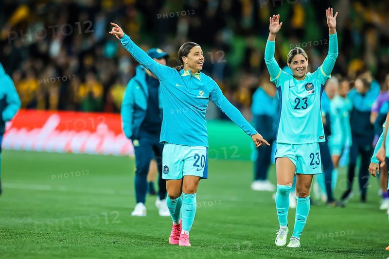MELBOURNE, AUSTRALIA, JULY 31: Sam KERR of Australia celebrates beating Canada at the FIFA Women's World Cup Australia New Zealand 2023 at Melbourne Rectangular Stadium on July 31, 2023