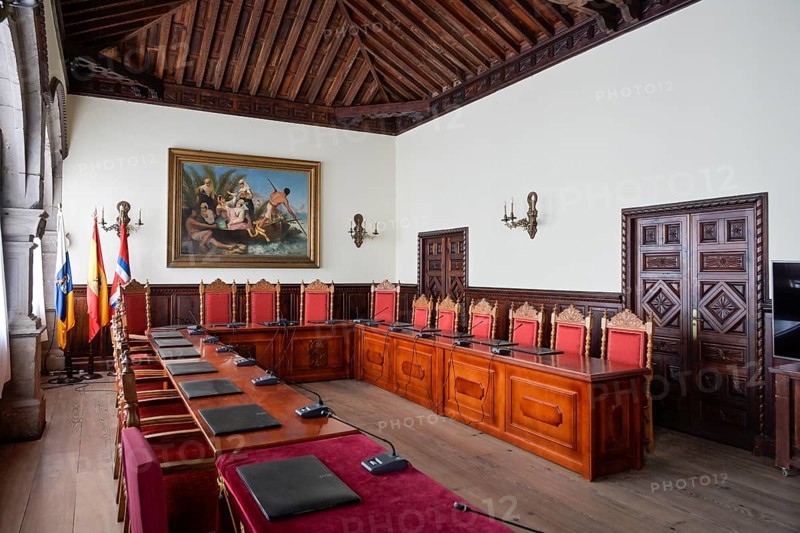 Meeting room Salon Noble, Old Town Hall Casa Consistorial, Plaza de Espana, Old Town, Santa Cruz de La Palma, La Palma, Spain, Europe