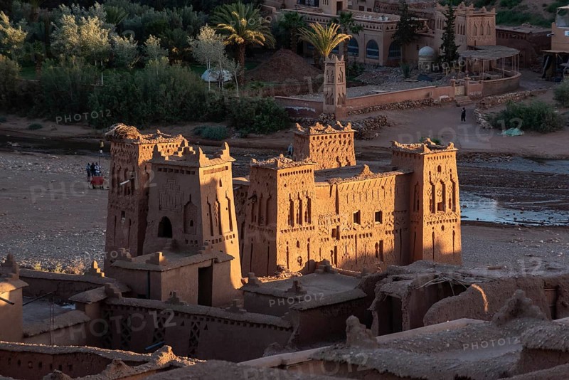 Scenic historic clay houses in the ancient UNESCO town of Ait Ben Haddou in Morocco