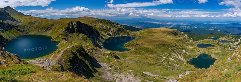 Panorama of the Seven Rila Lakes in the Rila Mountain, Bulgaria, Europe