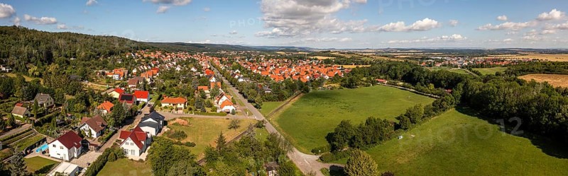 Aerial panorama Gernrode Harz
