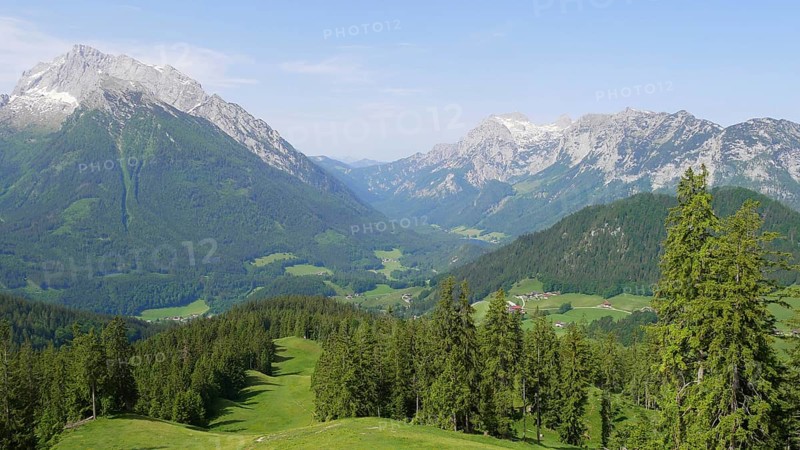 Panoramic view from Hirscheck to Hochkalter, Grosses Ochsenhorn, Stadelhorn Schottmal Horn and Hinters