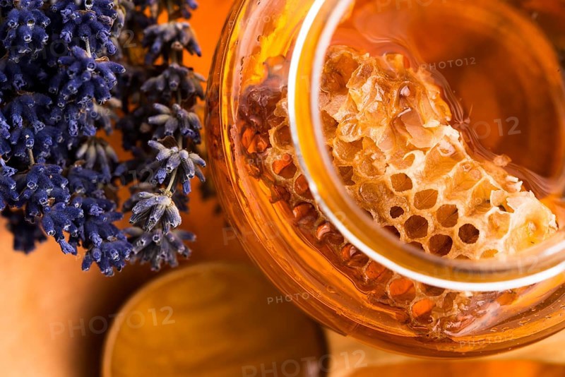 Lavender honey with bee pollen and honey comb