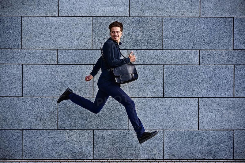 Nice day! Businessman makes a good deal, good mood