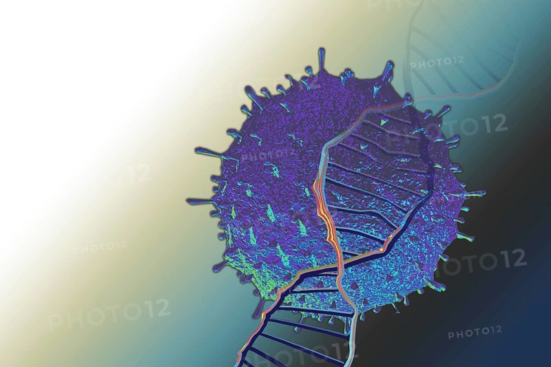 Coronavirus or influenza outbreak background. Flu strain with DNA research concept