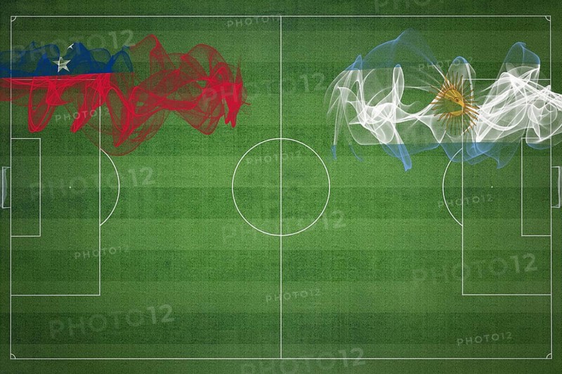 Samoa vs Argentina Soccer Match, national colors, national flags, soccer field, football game, Competition concept, Copy space
