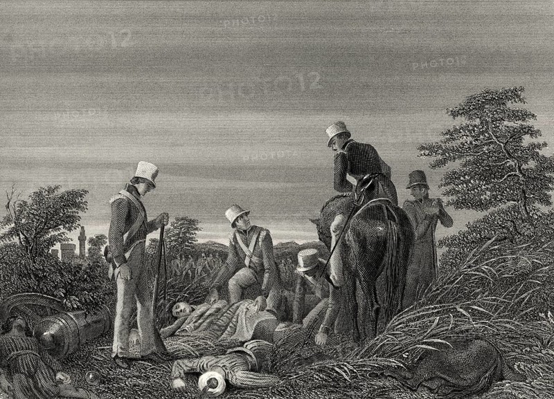 Tote britische Soldaten nach der Schlacht von Chillianwala, Zweiter Anglo-Sikh-Krieg, 13. Januar 1849