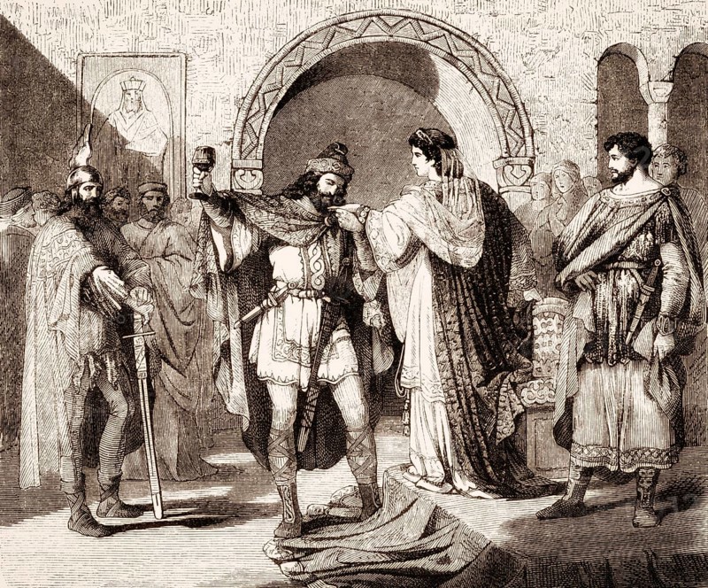 Theodelinda, queen of the Lombards, meets Agilulf, Duke of Turin and king of the Lombards