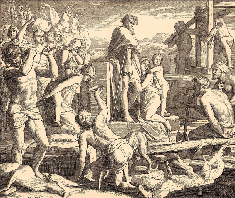 Cain establishing the city of Enoch, Old Testament, by Julius Schnorr von Carolsfeld, 1860