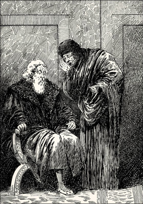 The personification of Care with Faust, Act V, Faust II, Johann Wolfgang von Goethe