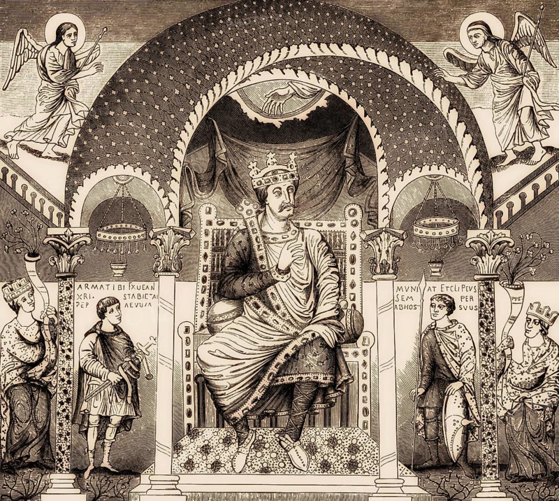 Charles the Bald, 823 – 877, emperor of the Carolingian Empire, from the The Codex Aureus of St. Emmeram