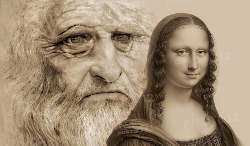 Leonardo da Vinci, 1452 - 1519, Italian painter, sculptor, architect and engineer, the painting la Gioconda, Mona Lisa, digitally edited