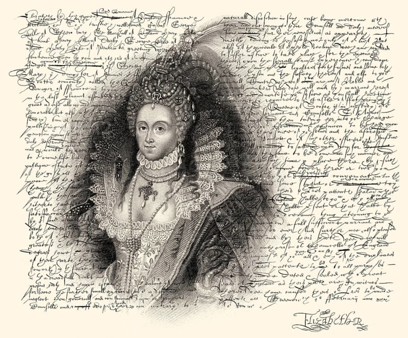 Faksimile des Hinrichtungsbefehls für Maria Stuart, Königin der Schotten, verfasst von Elisabeth I. (1533-1603), Königin von England, am 1. Februar 1587