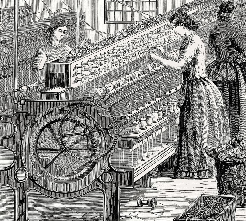 Cotton spinning at Walter Evans and Company, Derby, England, 19th century