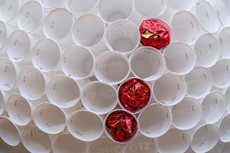 Plastic cups as litter bins