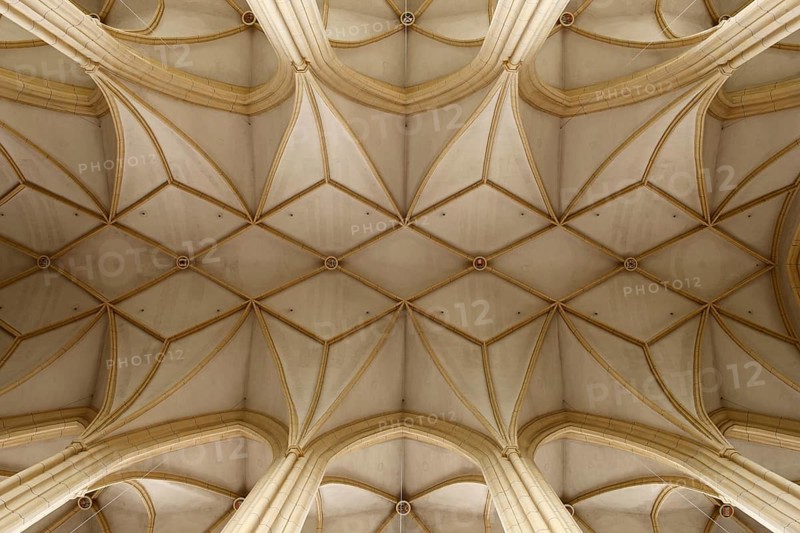 Started in 1410 by Hans von Burghausen, vault in the nave (19th century), St., Sankt, Saint