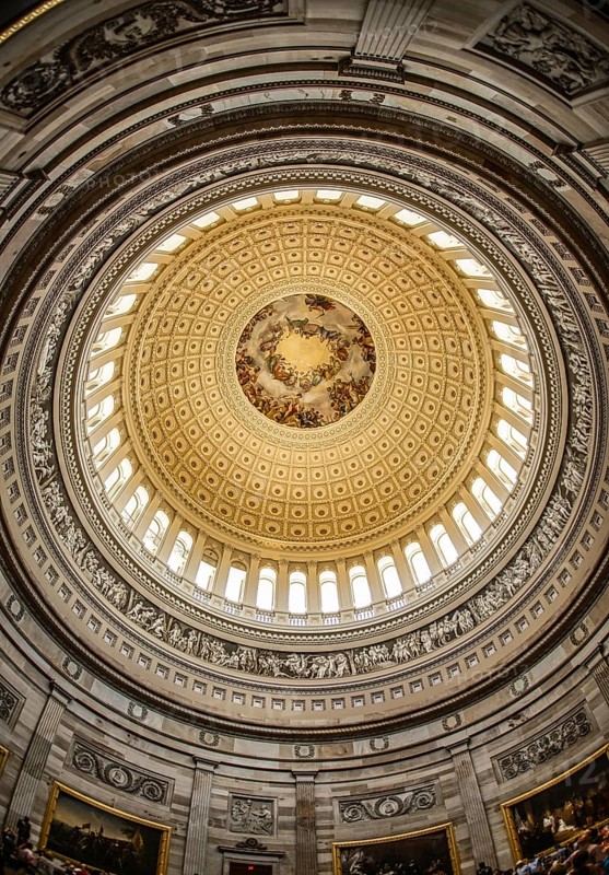 United States Capitol ceiling painting of the (United States Capitol). Shooting Location: Washington, DC