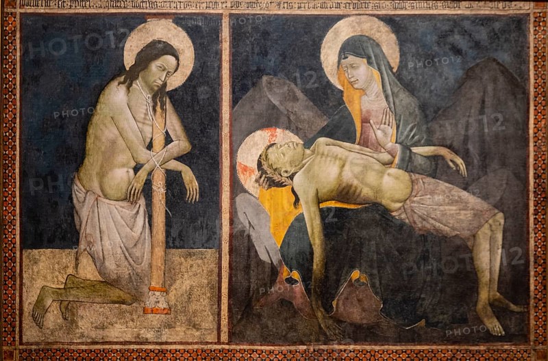 Christ tied to the column and Pietà, Master of the Pietà, late 14th century, tempera on canvas, Museo de Bellas Artes, Bilbao, Spain, Europe