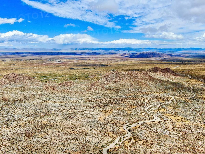 Aerial view of Joshua Tree National Park. American national park in southeastern California. Panoramic view of Arid desert