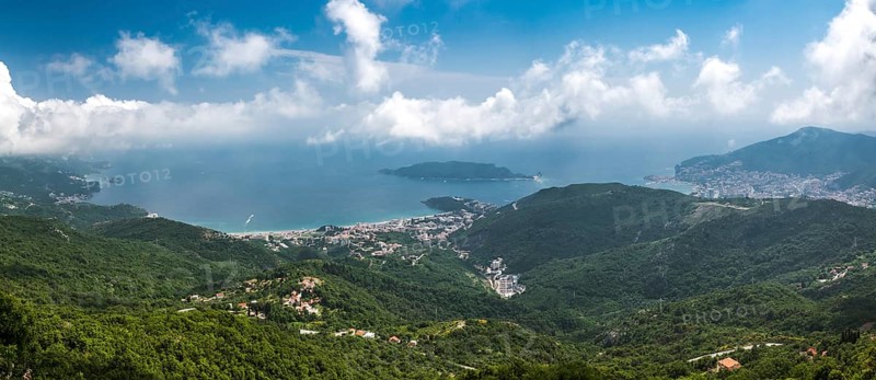 View over the Becici and Budva in Montenegro