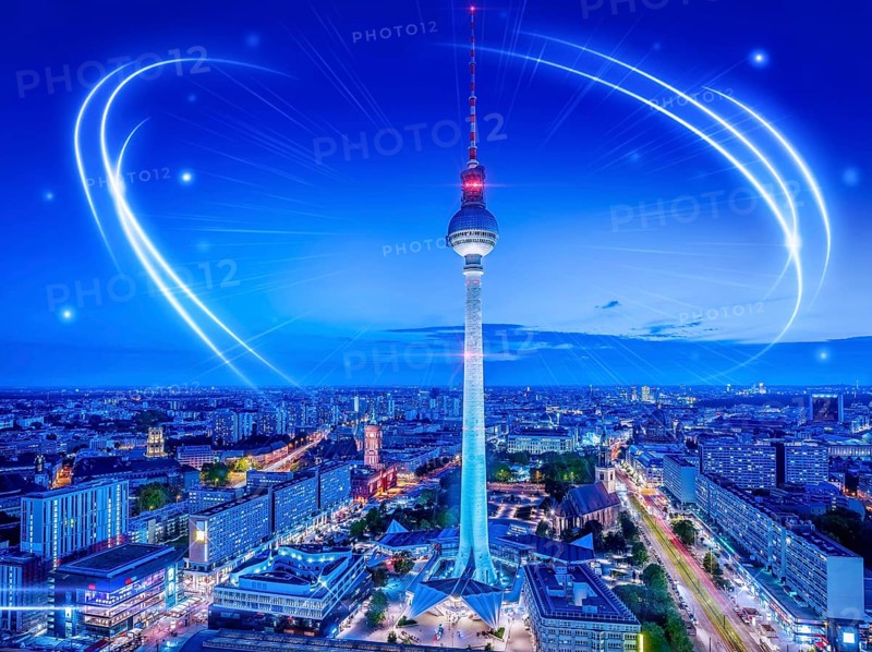 panoramic view at the berlin city center at night