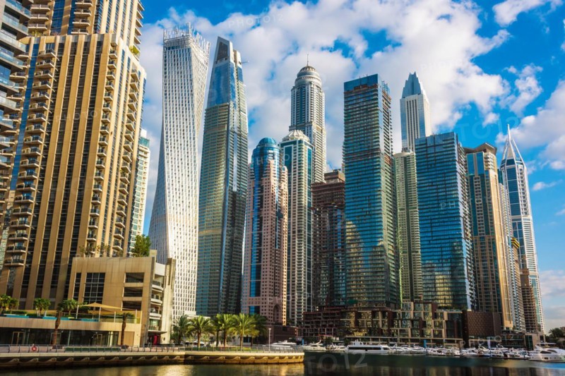 Modern residential architecture of Dubai Marina, United Arab Emirates, Asia