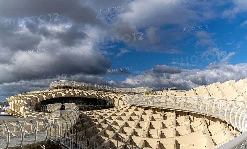 Seville, Spain - 10 January, 2021: sightseeing walk on top of the Metopol Parasol in Seville