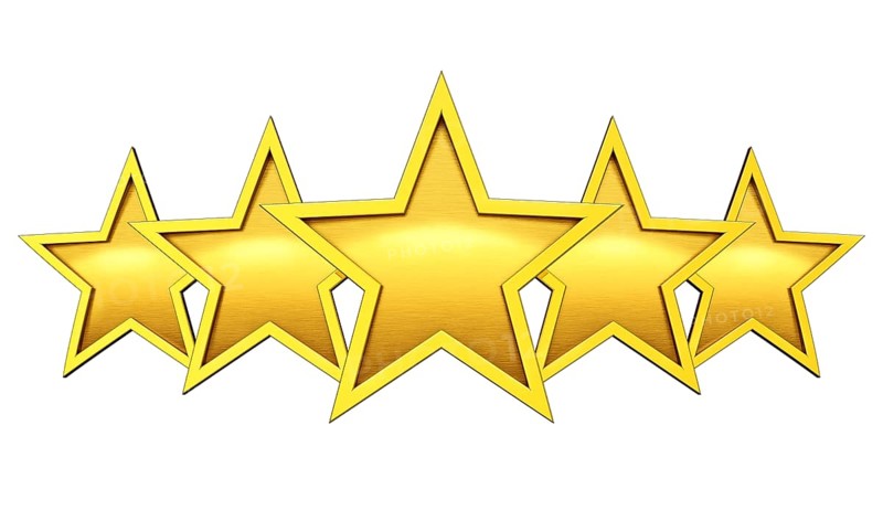 3D rendering of five golden stars