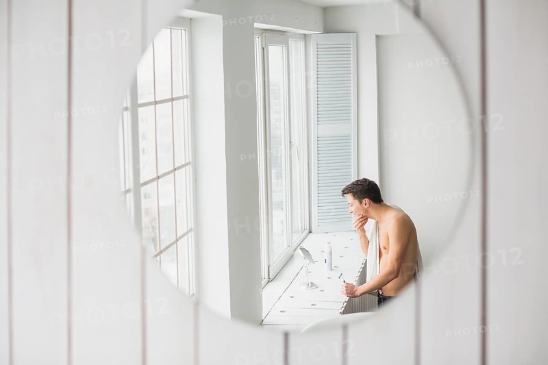 Shaving concept with attractive man