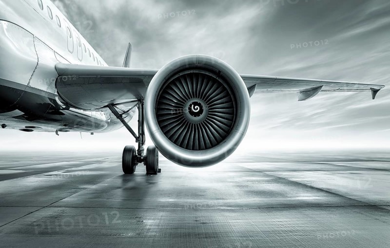 turbine of an airliner against the sky