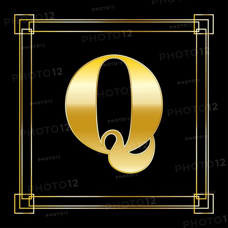 Letter Q Logo Design With Square Ornament, luxury golden design, vector illustration