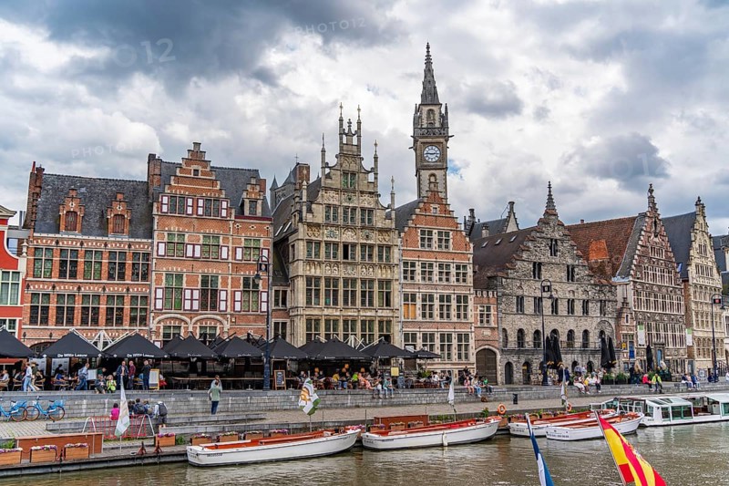 The view of river Leie in Ghent, Belgium, Europe