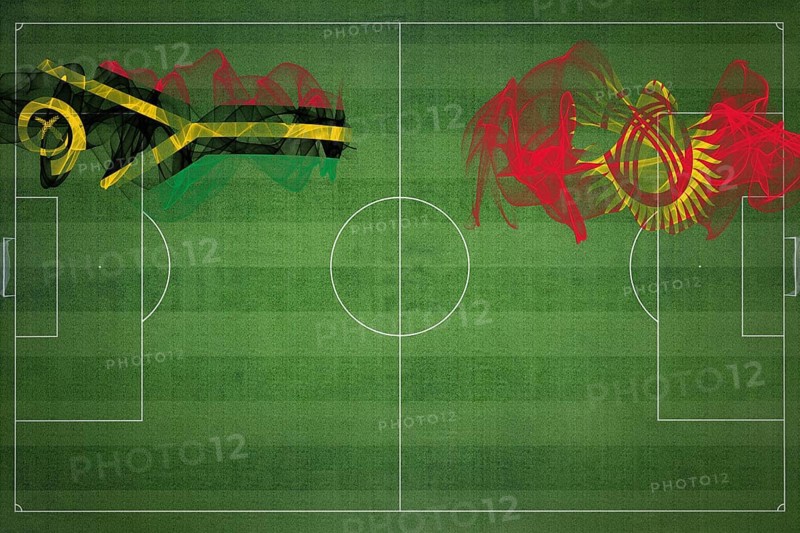 Vanuatu vs Kyrgyzstan Soccer Match, national colors, national flags, soccer field, football game, Competition concept, Copy space