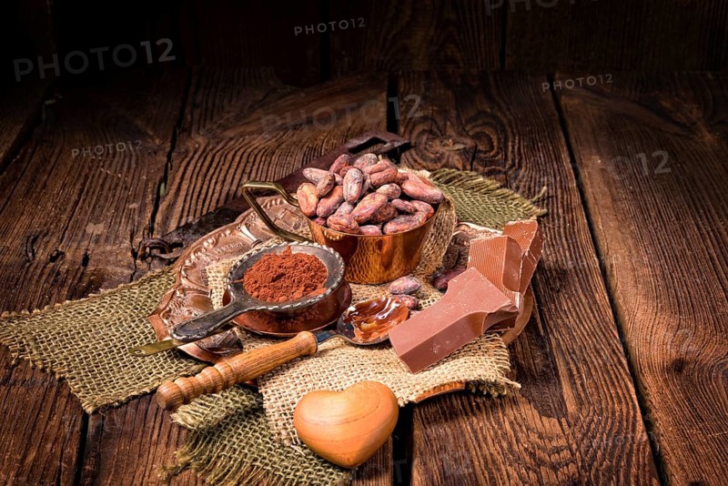 Chocolate cocoa and cocoa beans