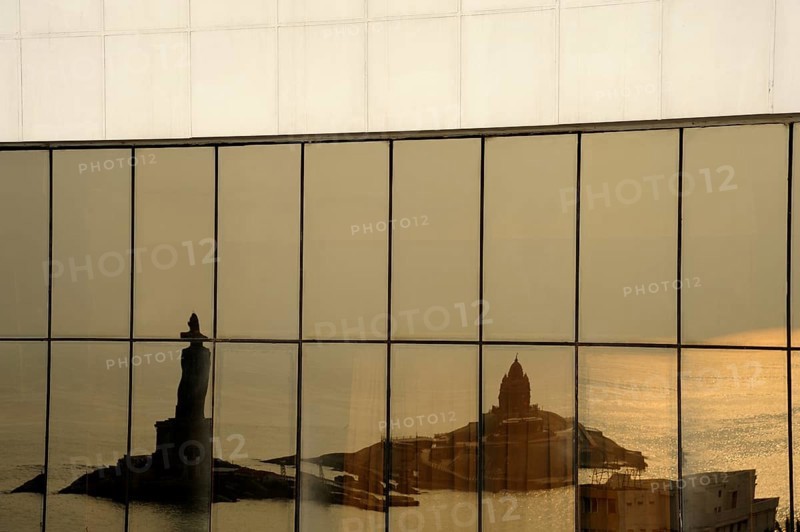 Vivekananda Rock Memorial monument reflection, Kanyakumari, tamil nadu India, Asia