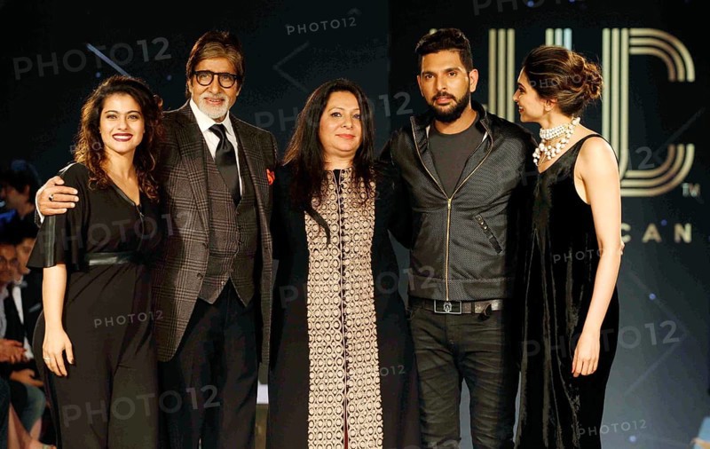 Indian cricket player Yuvraj Singh Bollywood actors Kajol Amitabh Bachchan Shabnam Singh Deepika Padukone YWC fashion Mumbai